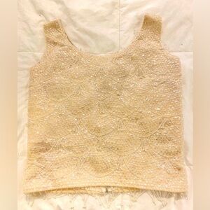 Beautiful Vintage Sequin Cream Ivory Tank Style Top